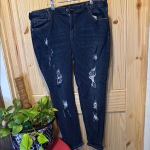 Lucky Brand Dark Blue Distressed Boyfriend Jeans